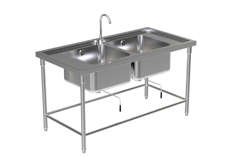 Double Sink Table W/Faucet 2